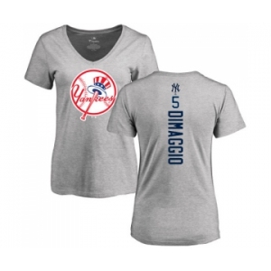 MLB Women's Nike New York Yankees #5 Joe DiMaggio Ash Backer T-Shirt