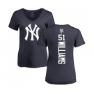 MLB Women's Nike New York Yankees #51 Bernie Williams Navy Blue Backer T-Shirt