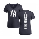 MLB Women's Nike New York Yankees #52 C.C. Sabathia Navy Blue Backer T-Shirt