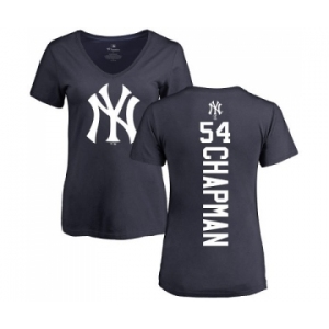 MLB Women's Nike New York Yankees #54 Aroldis Chapman Navy Blue Backer T-Shirt