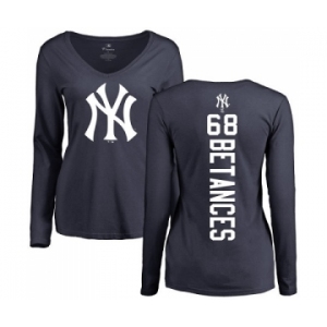 MLB Women's Nike New York Yankees #68 Dellin Betances Navy Blue Backer Long Sleeve T-Shirt