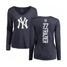 MLB Women's Nike New York Yankees #77 Clint Frazier Navy Blue Backer Long Sleeve T-Shirt