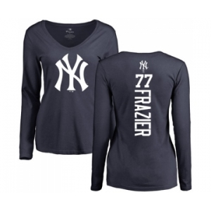 MLB Women's Nike New York Yankees #77 Clint Frazier Navy Blue Backer Long Sleeve T-Shirt