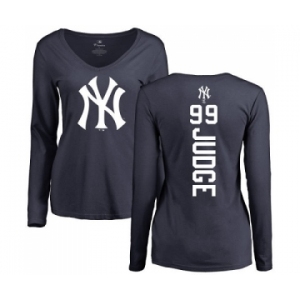 MLB Women's Nike New York Yankees #99 Aaron Judge Navy Blue Backer Long Sleeve T-Shirt