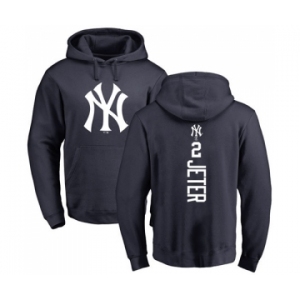 MLB Nike New York Yankees #2 Derek Jeter Navy Blue Backer Pullover Hoodie