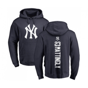 MLB Nike New York Yankees #23 Don Mattingly Navy Blue Backer Pullover Hoodie