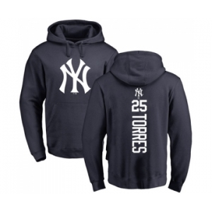 MLB Nike New York Yankees #25 Gleyber Torres Navy Blue Backer Pullover Hoodie