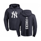 MLB Nike New York Yankees #31 Aaron Hicks Navy Blue Backer Pullover Hoodie