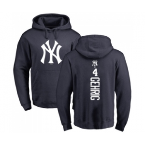 MLB Nike New York Yankees #4 Lou Gehrig Navy Blue Backer Pullover Hoodie