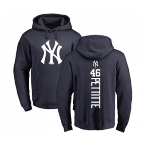 MLB Nike New York Yankees #46 Andy Pettitte Navy Blue Backer Pullover Hoodie
