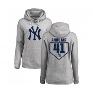 Baseball Women's New York Yankees #41 Miguel Andujar Gray RBI Pullover Hoodie