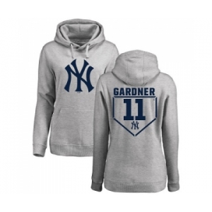 MLB Women's Nike New York Yankees #11 Brett Gardner Gray RBI Pullover Hoodie