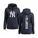 MLB Women's Nike New York Yankees #18 Don Larsen Navy Blue Backer Pullover Hoodie