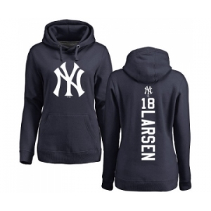 MLB Women's Nike New York Yankees #18 Don Larsen Navy Blue Backer Pullover Hoodie