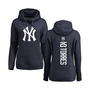 MLB Women's Nike New York Yankees #25 Gleyber Torres Navy Blue Backer Pullover Hoodie