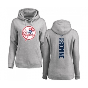 MLB Women's Nike New York Yankees #28 Austin Romine Ash Backer Pullover Hoodie