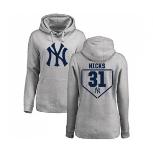 MLB Women's Nike New York Yankees #31 Aaron Hicks Gray RBI Pullover Hoodie