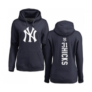 MLB Women's Nike New York Yankees #31 Aaron Hicks Navy Blue Backer Pullover Hoodie