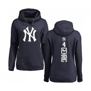 MLB Women's Nike New York Yankees #4 Lou Gehrig Navy Blue Backer Pullover Hoodie