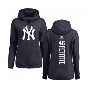 MLB Women's Nike New York Yankees #46 Andy Pettitte Navy Blue Backer Pullover Hoodie
