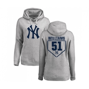 MLB Women's Nike New York Yankees #51 Bernie Williams Gray RBI Pullover Hoodie