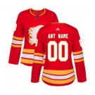 Women Calgary Flames Customized Authentic Red Alternate Hockey Jersey