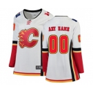 Women Calgary Flames Customized Authentic White Away Fanatics Branded Breakaway Hockey Jersey