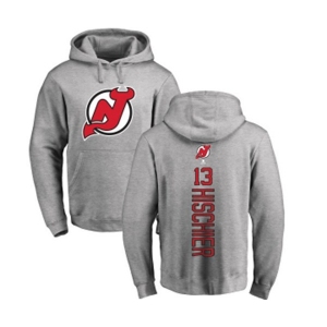 Hockey New Jersey Devils #13 Nico Hischier Ash Backer Pullover Hoodie