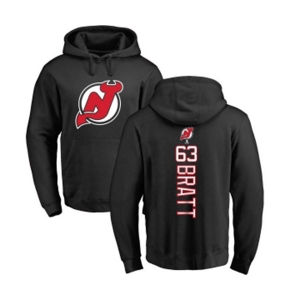 Hockey New Jersey Devils #63 Jesper Bratt Black Backer Pullover Hoodie