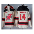 Men's New Jersey Devils #14 Adam Henrique Cream Sawyer Hooded Sweatshirt Stitched NHL Jersey