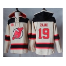 Men's New Jersey Devils #19 Travis Zajac Cream Sawyer Hooded Sweatshirt Stitched NHL Jersey