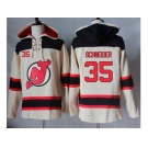 Men's New Jersey Devils #35 Cory Schneider Cream Sawyer Hooded Sweatshirt Stitched NHL Jersey