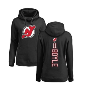 Hockey Women New Jersey Devils #11 Brian Boyle Black Backer Pullover Hoodie