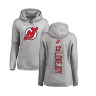 Hockey Women New Jersey Devils #12 Ben Lovejoy Ash Backer Pullover Hoodie