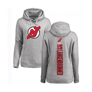 Hockey Women New Jersey Devils #15 Jamie Langenbrunner Ash Backer Pullover Hoodie
