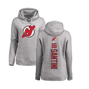 Hockey Women New Jersey Devils #16 Steve Santini Ash Backer Pullover Hoodie