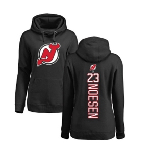 Hockey Women New Jersey Devils #23 Stefan Noesen Black Backer Pullover Hoodie