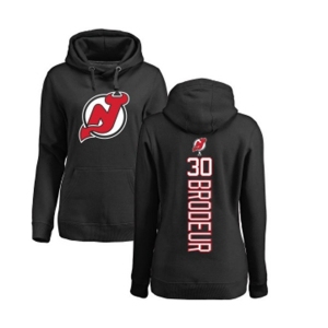 Hockey Women New Jersey Devils #30 Martin Brodeur Black Backer Pullover Hoodie