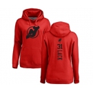 Hockey Women New Jersey Devils #31 Eddie Lack Red One Color Backer Pullover Hoodie