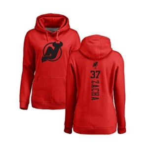 Hockey Women New Jersey Devils #37 Pavel Zacha Red One Color Backer Pullover Hoodie