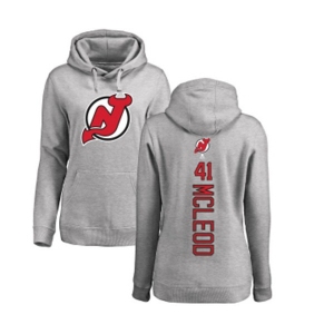 Hockey Women New Jersey Devils #41 Michael McLeod Ash Backer Pullover Hoodie