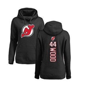 Hockey Women New Jersey Devils #44 Miles Wood Black Backer Pullover Hoodie