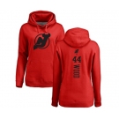 Hockey Women New Jersey Devils #44 Miles Wood Red One Color Backer Pullover Hoodie