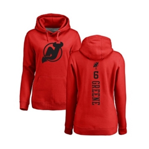 Hockey Women New Jersey Devils #6 Andy Greene Red One Color Backer Pullover Hoodie