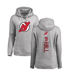 Hockey Women New Jersey Devils #9 Taylor Hall Ash Backer Pullover Hoodie
