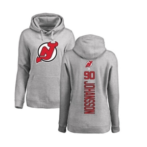 Hockey Women New Jersey Devils #90 Marcus Johansson Ash Backer Pullover Hoodie