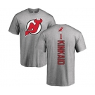 Hockey New Jersey Devils #1 Keith Kinkaid Ash Backer T-Shirt