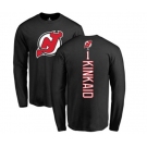 Hockey New Jersey Devils #1 Keith Kinkaid Black Backer Long Sleeve T-Shirt