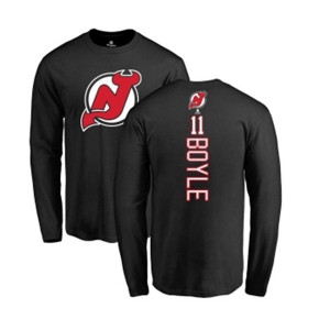 Hockey New Jersey Devils #11 Brian Boyle Black Backer Long Sleeve T-Shirt