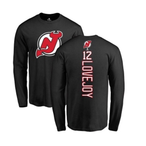 Hockey New Jersey Devils #12 Ben Lovejoy Black Backer Long Sleeve T-Shirt